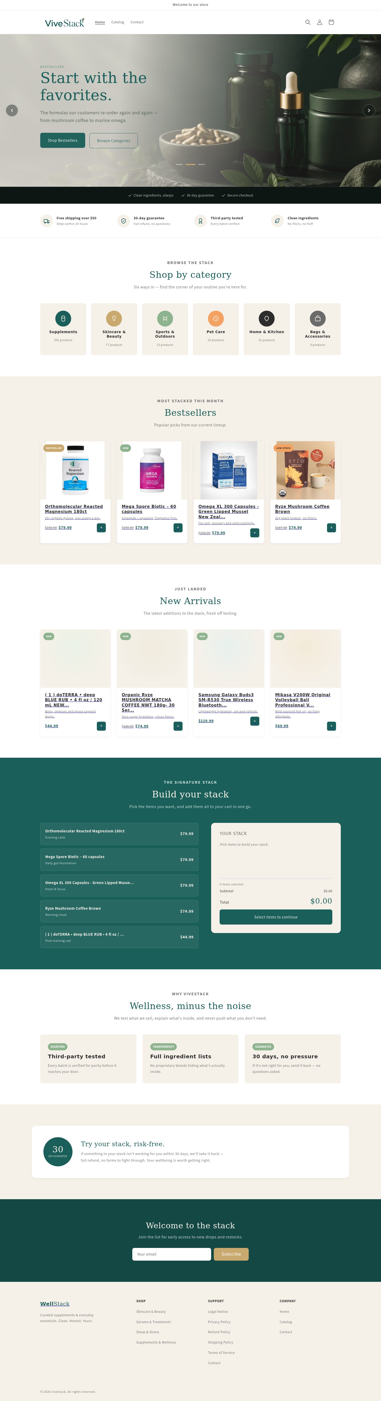ViveStack Shopify store built by 2D Media